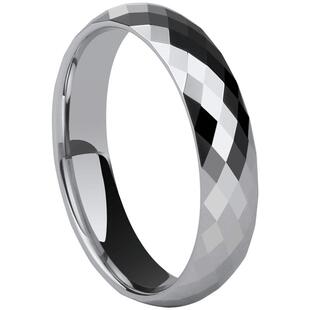 飒雅乌金戒指男女马赛克钨金情侣对戒银色素圈菱形尾戒高级感指环