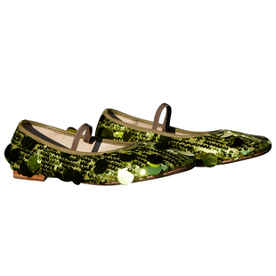 Le' Murmure 设计师“Polka dots”软金属镭射亮片奢美手工芭蕾鞋