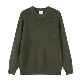 BENPANDA 2025秋冬纯色圆领毛衣男款差异织法纹理针织衫