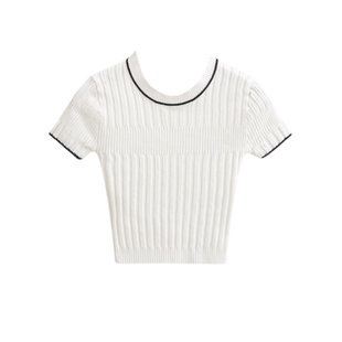 Lovedeath【纯白玫瑰】学院风白色短款针织上衣女百褶短裙套装女