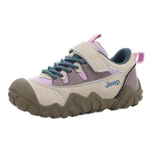 jeep儿童运动鞋女童冬季户外跑步运动鞋中大童女孩防滑软底登山鞋