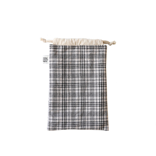 asmountain像山抽绳束口袋纯棉手拿包包格纹TN笔记本收纳袋杂物袋