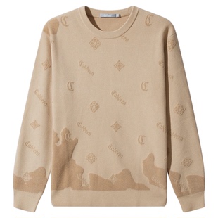 【高定轻奢提花】卡宾棉羊毛针织衫男装冬季新款长袖保暖毛衣