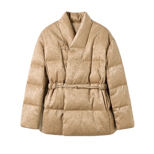 新中式国风羽绒服女士中长款2025新款冬季气质收腰刺绣白鸭绒外套