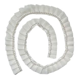 百褶欧根纱带褶皱袖口领口diy衣服装花边辅料装饰压褶荷叶边假领