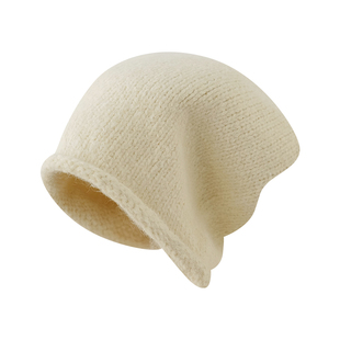 Himade秋冬季保暖针织帽子灰色韩系堆堆帽男女纯色显脸小套头冷帽