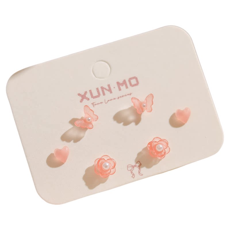 新款粉色生物陶瓷免摘养耳耳钉女