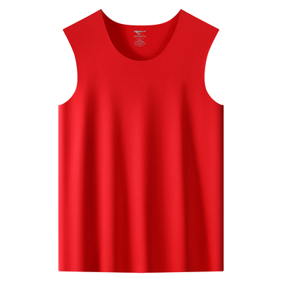 七匹狼男士保暖背心红色本命年