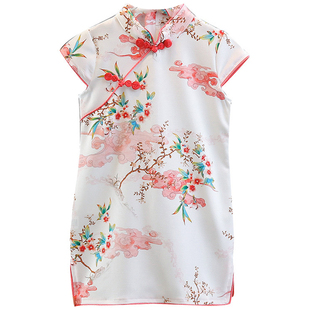 夏季女童网红短袖旗袍裙中小童新款宝宝儿童中国风连衣裙复古汉服