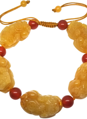 天然黄玉多貔貅招财转运手串