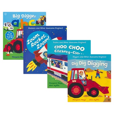 Awesome Engines Dig Dig Digging Choo Choo Clickety-Clack 儿童交通工具科普绘本4册 英语学习启蒙读物 挖掘机英文原版进口图书