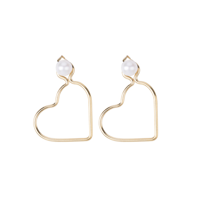 TYUSHA淡水珍珠14K包金爱心耳环