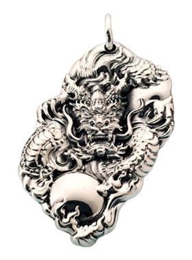 佐曼蒂男990纯银做旧吊坠原创