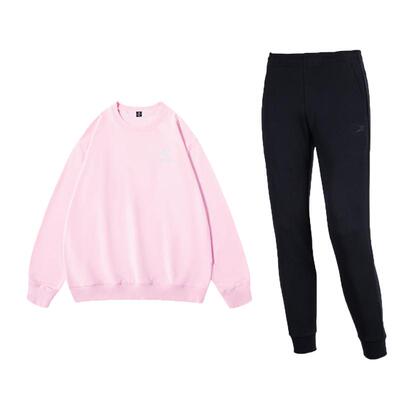 特步运动服套装女夏季轻便圆领卫衣女装宽松闲跑步裤子套头衫女士