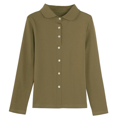 翻领纯棉女长袖宽松好质量不起球