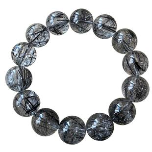 天然冰透黑发晶手串浓密满发钛晶黑水晶手链情侣款清新饰品送礼物