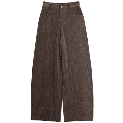 咖色人字纹雪尼尔阔腿裤女秋冬2025新款垂感老钱风直筒灯芯绒裤子