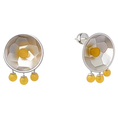 茶系列圆弧锤纹流苏耳环