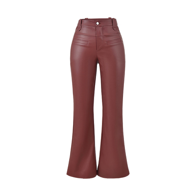 微喇显腿长PU皮裤休闲裤拖地长裤