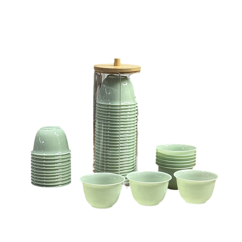 一次性茶杯翡翠功夫瓷小茶杯仿玉高档小号品茗杯加厚防烫便携商用