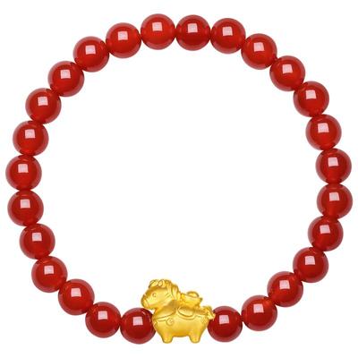 周六福黄金5d硬金手串女款添宝马生肖马系列定价本命年新年礼物