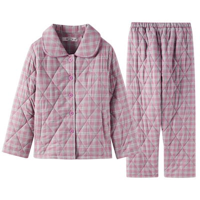 美标秋冬三层咖啡碳夹棉睡衣