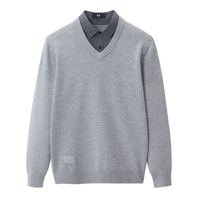 海澜之家假两件毛衣保暖针织衫