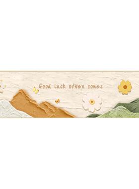 奶油风卧室装饰画床头花卉横版挂画客厅沙发背景墙现代简约肌理画