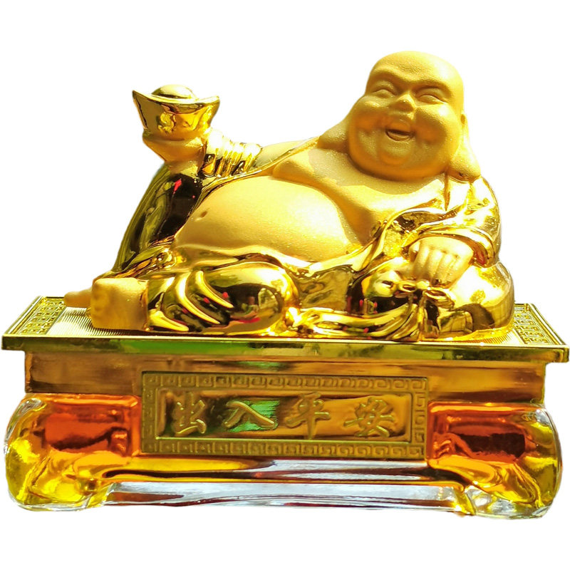 弥勒笑佛汽车香水摆件沙金不褪色