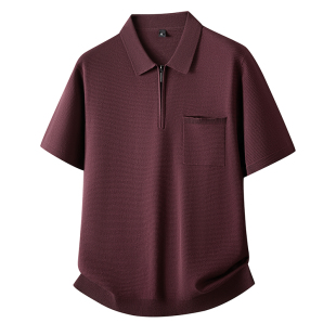 翻领短袖毛衣男秋冬季简约百搭宽松加大码商务休闲胖子半袖针织衫