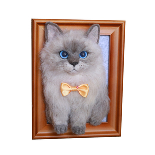 御姐羊毛毡仿真宠物定制纪念玩偶戳戳乐diy猫咪狗狗成品相框礼物