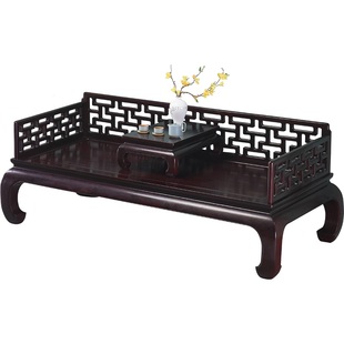 红木家具 赞比亚血檀曲几罗汉床 实木中式罗汉榻 明清沙发床 床榻