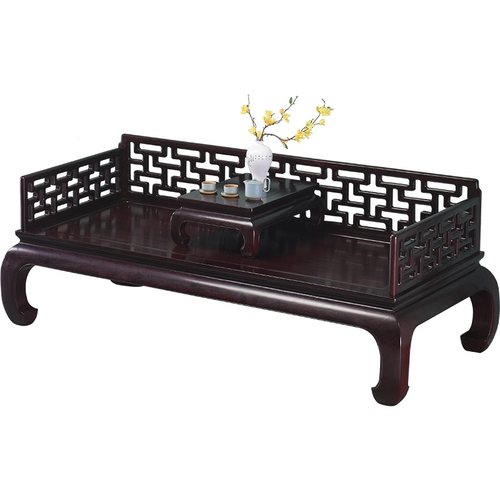 红木家具 赞比亚血檀曲几罗汉床 实木中式罗汉榻 明清沙发床 床榻