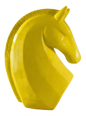 简约现代陶瓷抽象黄马头软装摆件