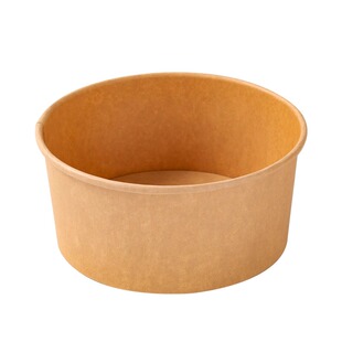 一次性加厚牛皮纸打包盒纸碗圆形饭盒外卖快餐盒水果带盖微波炉