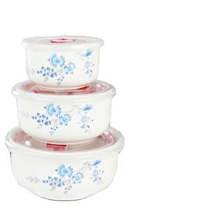 保鲜碗三件套陶瓷微波炉饭盒带盖密封盒水果盒大号泡面碗定制加热