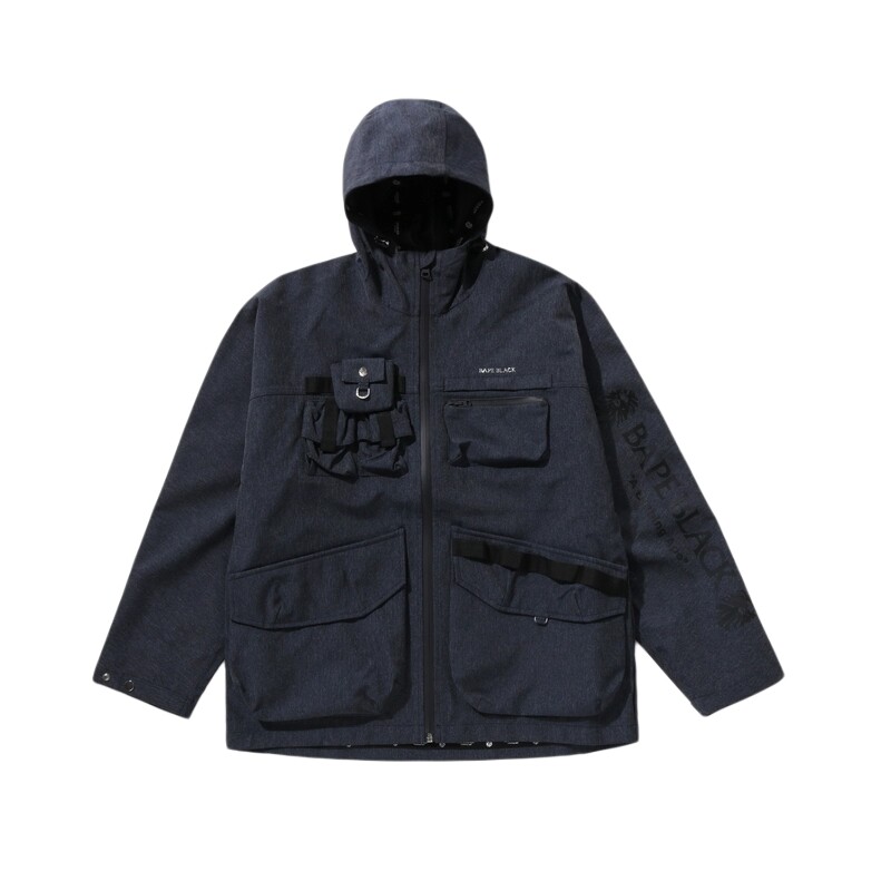 BAPEBLACK印花派克服连帽夹克