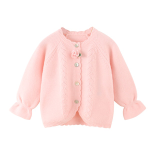云谷花廊modomoma儿童针织衫女童衣服秋冬公主女宝宝针织开衫外套