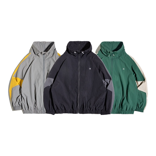 马登工装美式复古宽松可拆卸双拉链夹克春夏短款拼接字母外套男潮