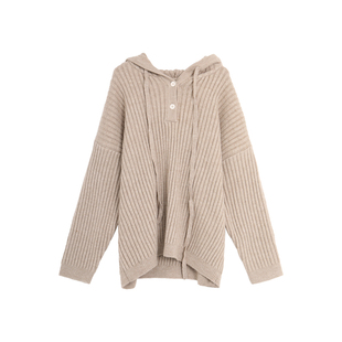 西町村屋毛衣女冬新款休闲简约感宽松连帽套头针织上衣HD8104007