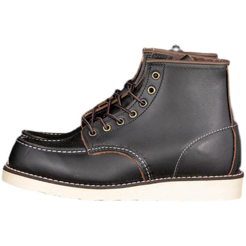 中科院小哥 Red Wing红翼手工工装靴rw8849 3373系带黑色方头茶芯