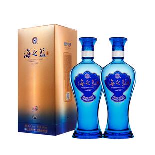 洋河海之蓝42度480ml双支装绵柔浓香型白酒自营2018版【含礼袋】