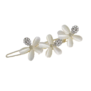 猫眼石发夹女夏季半扎发头饰高级感青蛙扣一字夹后脑勺五瓣花发卡