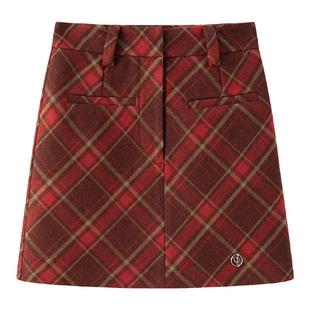 原创正版包臀裙女森系女装防走光秋学院风红格纹半身裙东京岁时记
