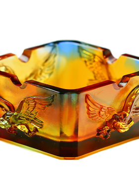 琉璃烟灰缸大展宏图老鹰摆件