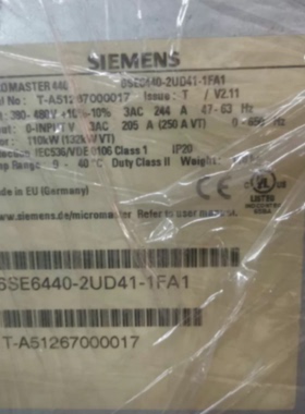 议价6SE6440-2UD41-1FA1西门子M440变频器110KW 6SE64402UD411FA1