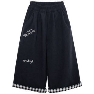 童装男童加绒裤子冬装2025新款儿童撞色灯芯绒裤男宝加厚一体绒