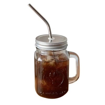 梅森瓶带把吸管杯夏季女生