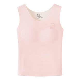 发育期少女保暖背心带胸垫德绒发热初高中学生女孩大童内衣秋冬季