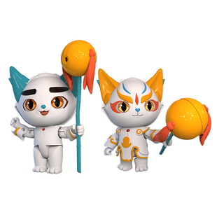 京剧猫玩具之乘风破浪变形公仔武松打虎白糖小青大飞武器人全套装